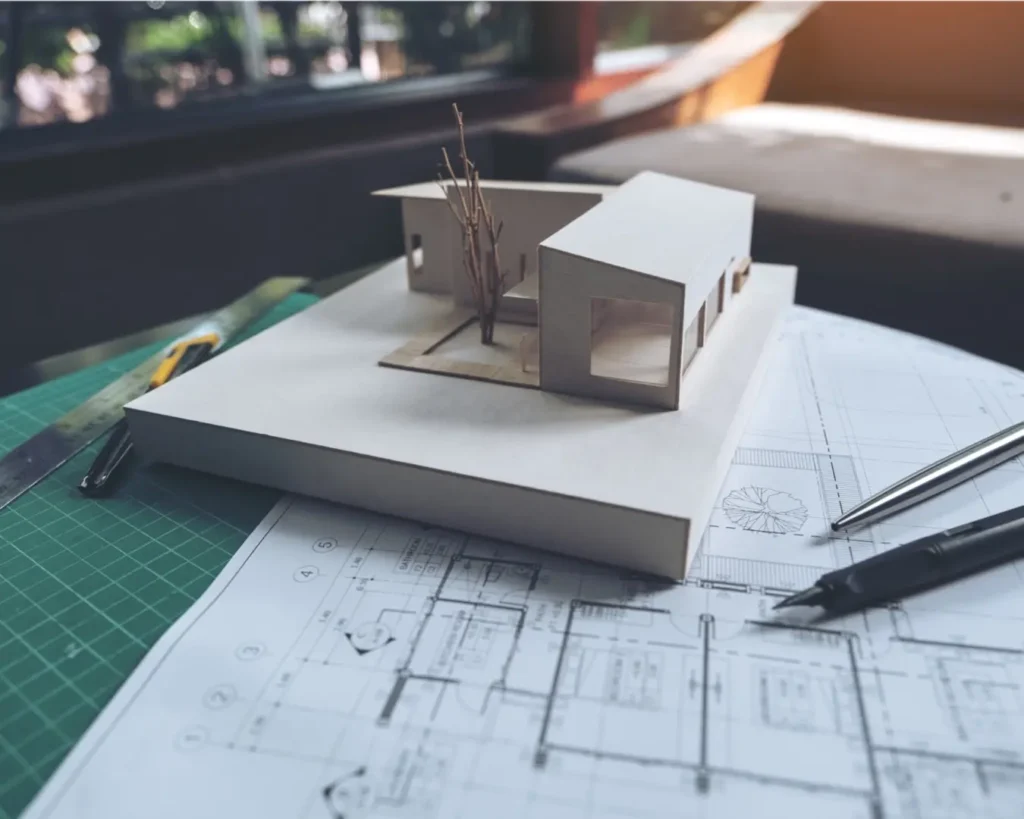 Maquete arquitetônica representando a atuação da Copato em soluções personalizadas de proteção solar e arquitetura funcional