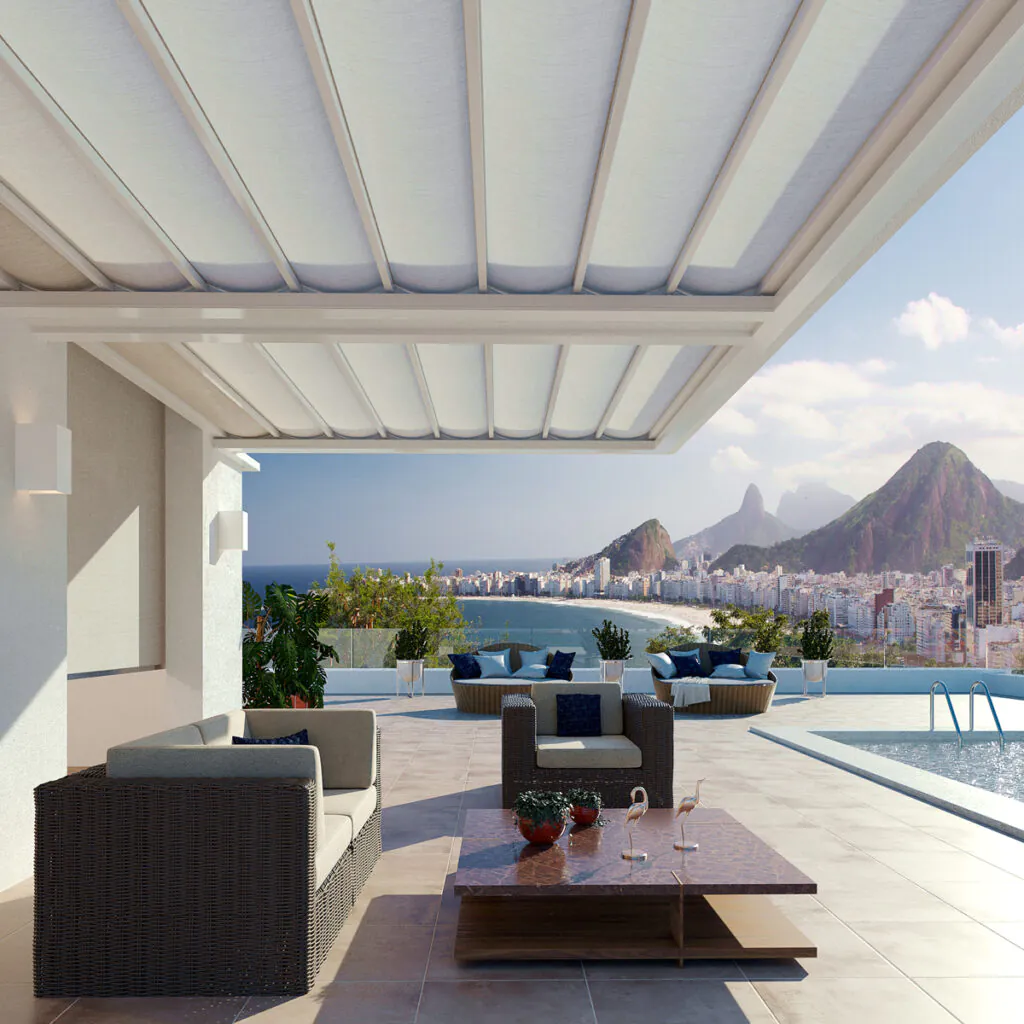 Cobertura Romana para proteção contra o sol e intempéries