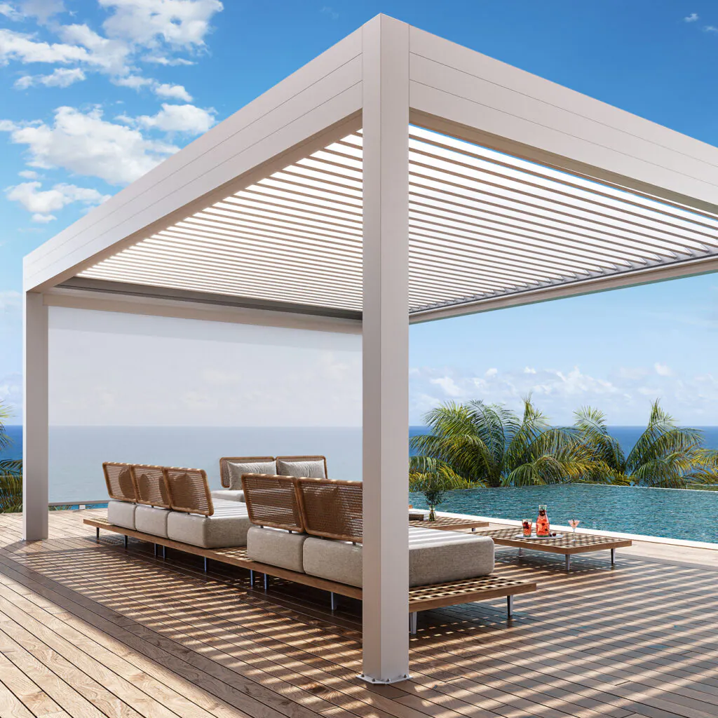 Cobertura com lâminas de alumínio para arquitetura contemporânea