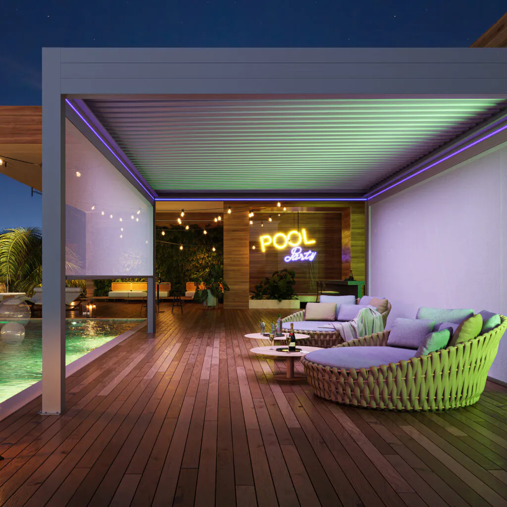 Espaços aconchegantes sendo aproveitados sem importar o clima com as coberturas retráteis da Copato