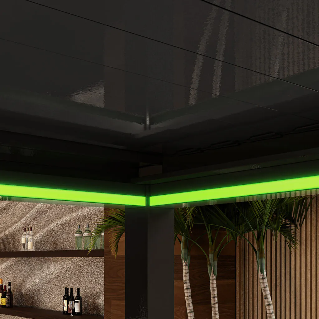 Iluminação perimetral personalizada do Isla Alumina, da Stobag para a Copato