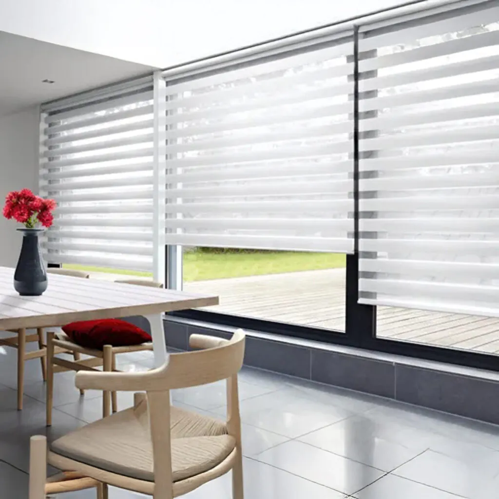 Tecido da cortina Twin com efeito translúcido e opaco alternado