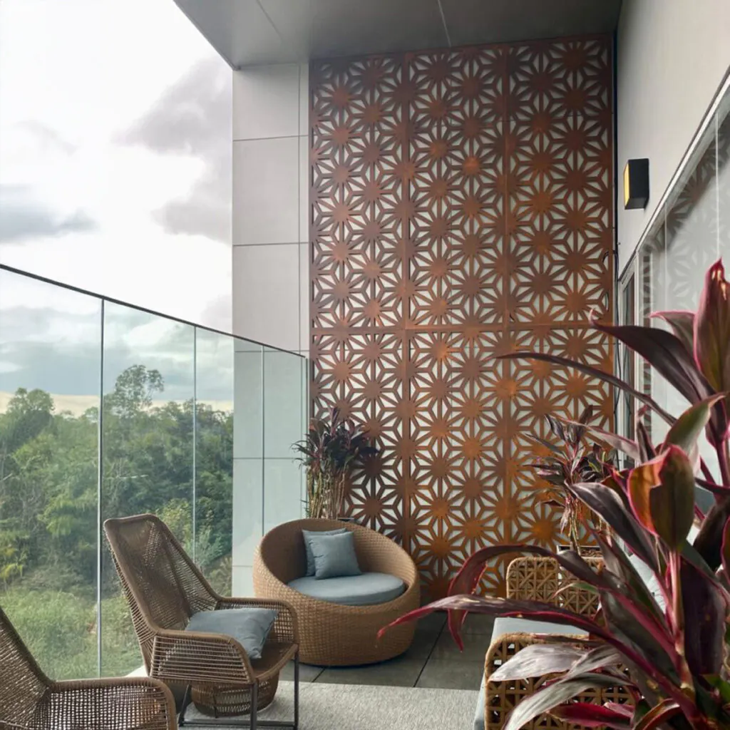 Painel decorativo utilizado em varanda