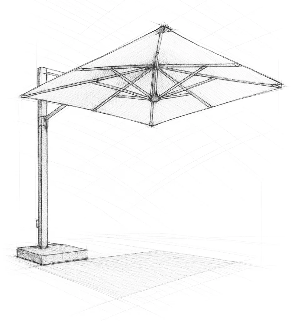 Ombrelone quadrado com mastro lateral da COPATO